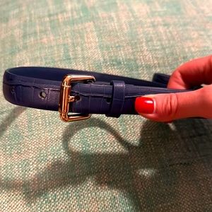 Gorgeous navy faux croc belt with gold toned hardware